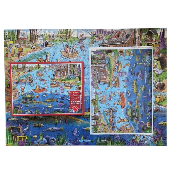 Cobble Hill DoodleTown: Gone Fishing 1000 Piece Jigsaw Puzzle - Picture 3 of 7